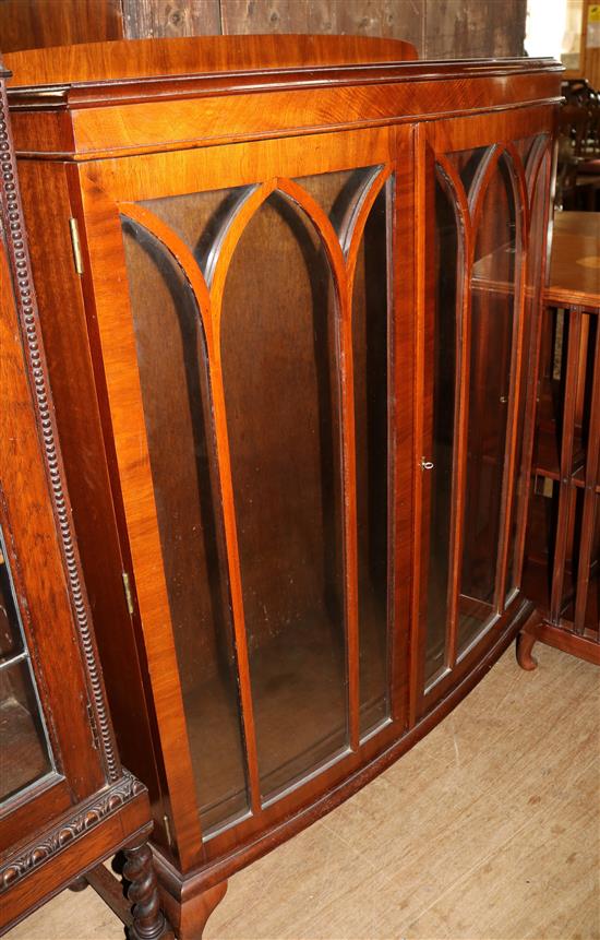 1930s walnut china display cabinet